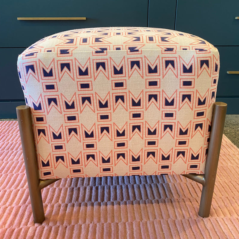 Chrystie Square Ottoman - Lolita Garcia - Deco Textile - Oyster & Salt Pink / Lapis Navy