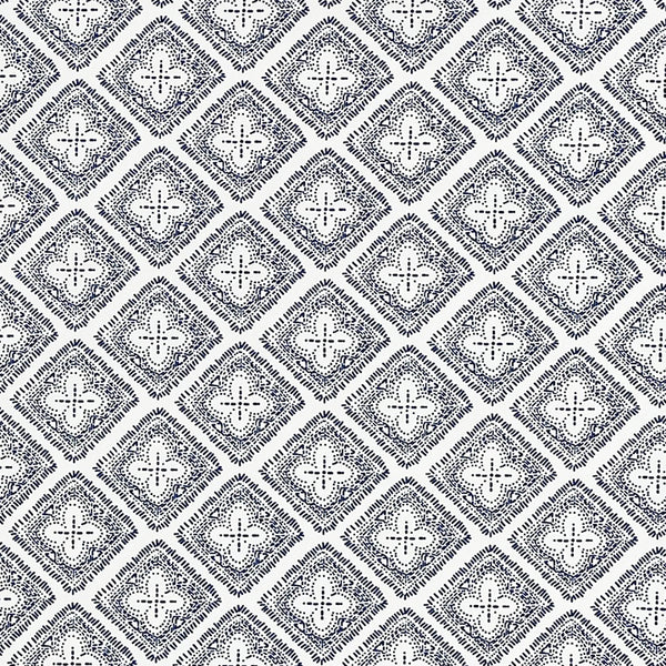 Azzar Wallpaper - Navy on White