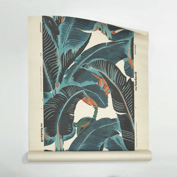 Martinique Grasscloth Wallpaper - Navy