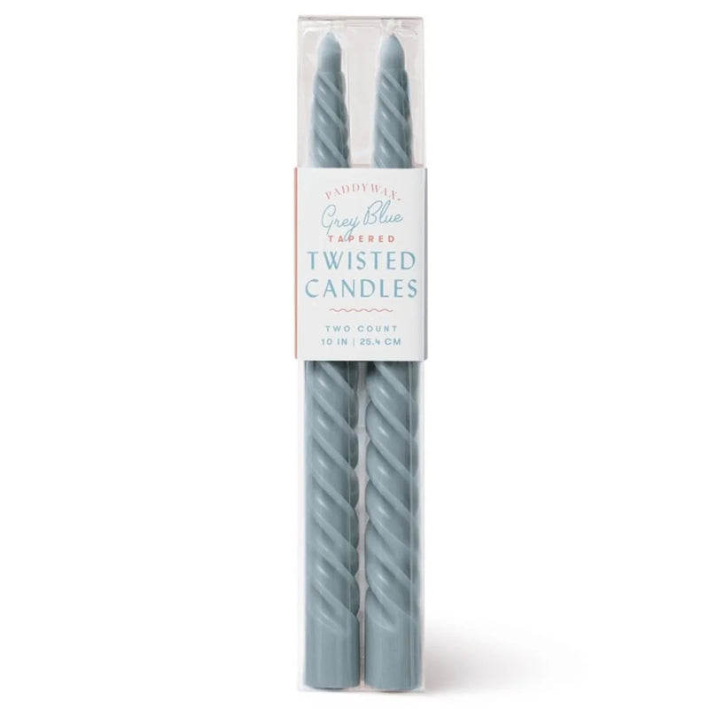 Twisted Taper 10" Grey Blue Boxed Candles - 2 per pack