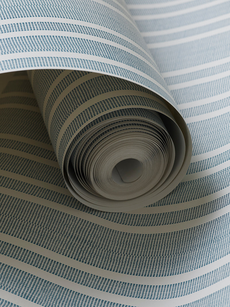 Needlepoint Stripe Wallpaper - Blue Teal