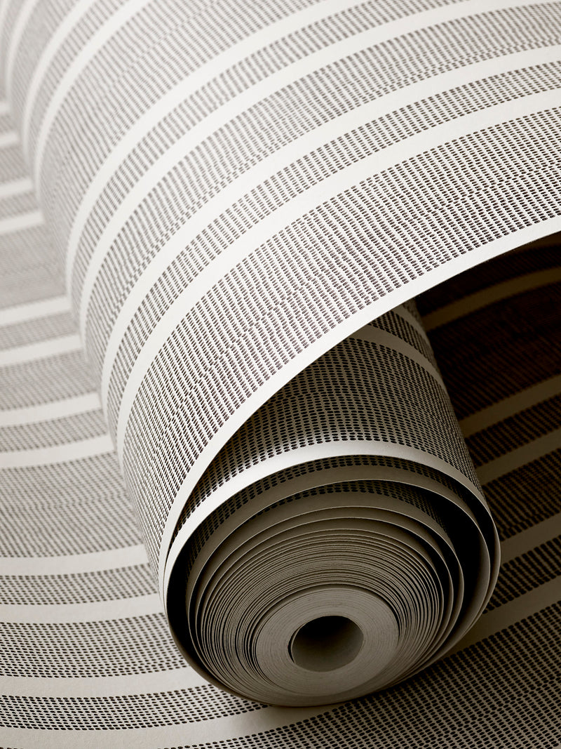 Needlepoint Stripe Wallpaper - Charcoal